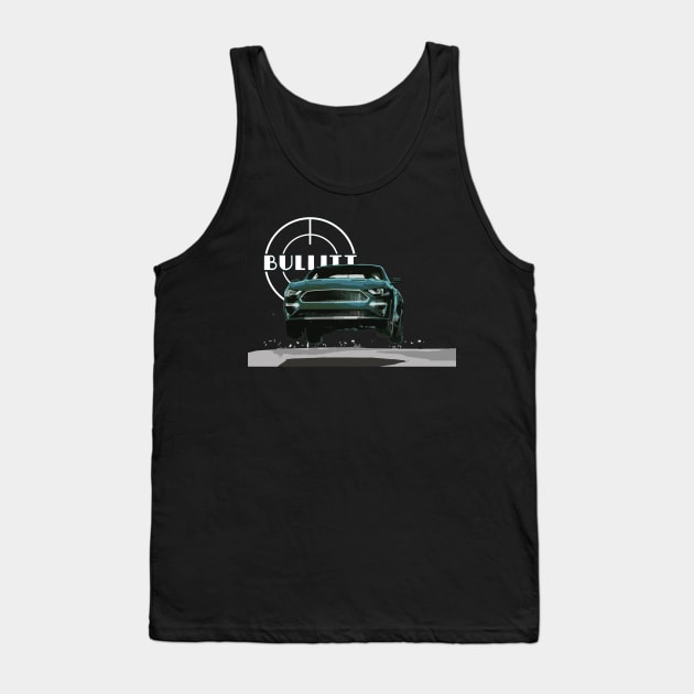 bullitt Mustang GT 5.0L V8 Classic steve mcqueen Muscle Car jump san francisco Tank Top by cowtown_cowboy